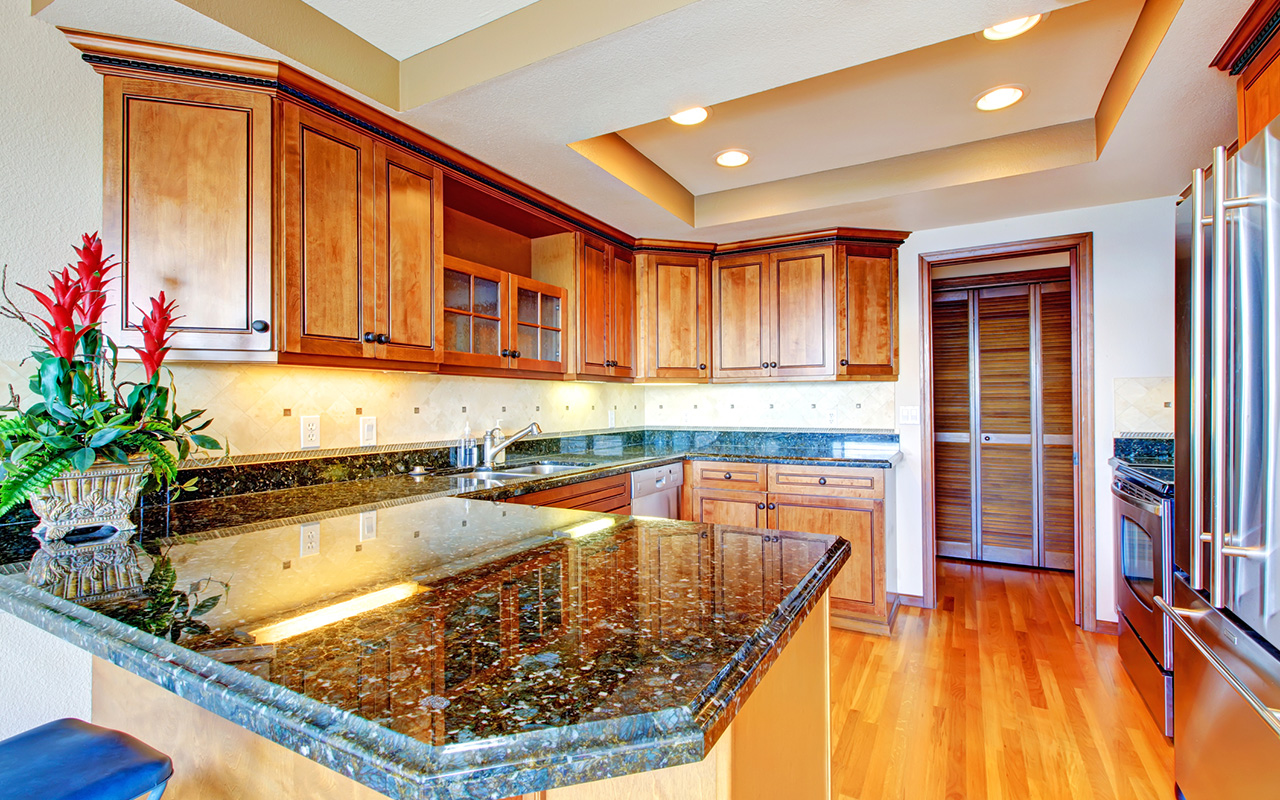 luxury apartment with granite kitchen counters
